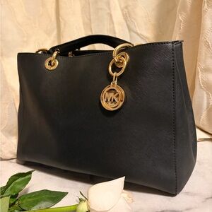 Michael Kors Black Tote with Gold Accents